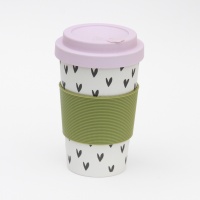 Scattered Heart Print Bamboo Coffee Cup By Caroline Gardner